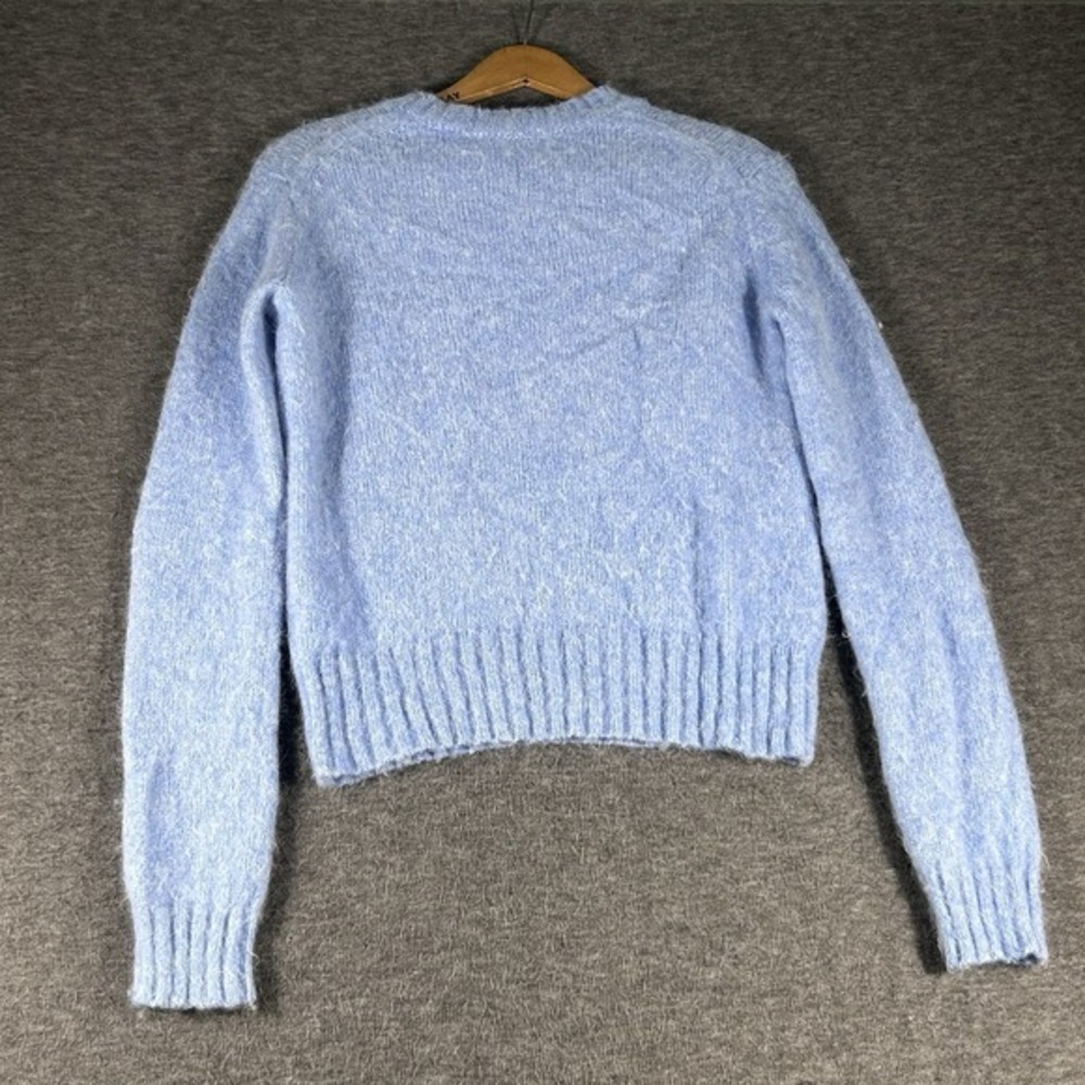 Helmut Lang Sweater Womens XS Blue Fuzzy‎ Soft Wool Alpaca Cozy Italian Yarn